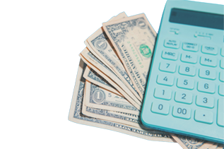 Dollar bills and calculator