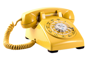 Yellow phone with hand dial