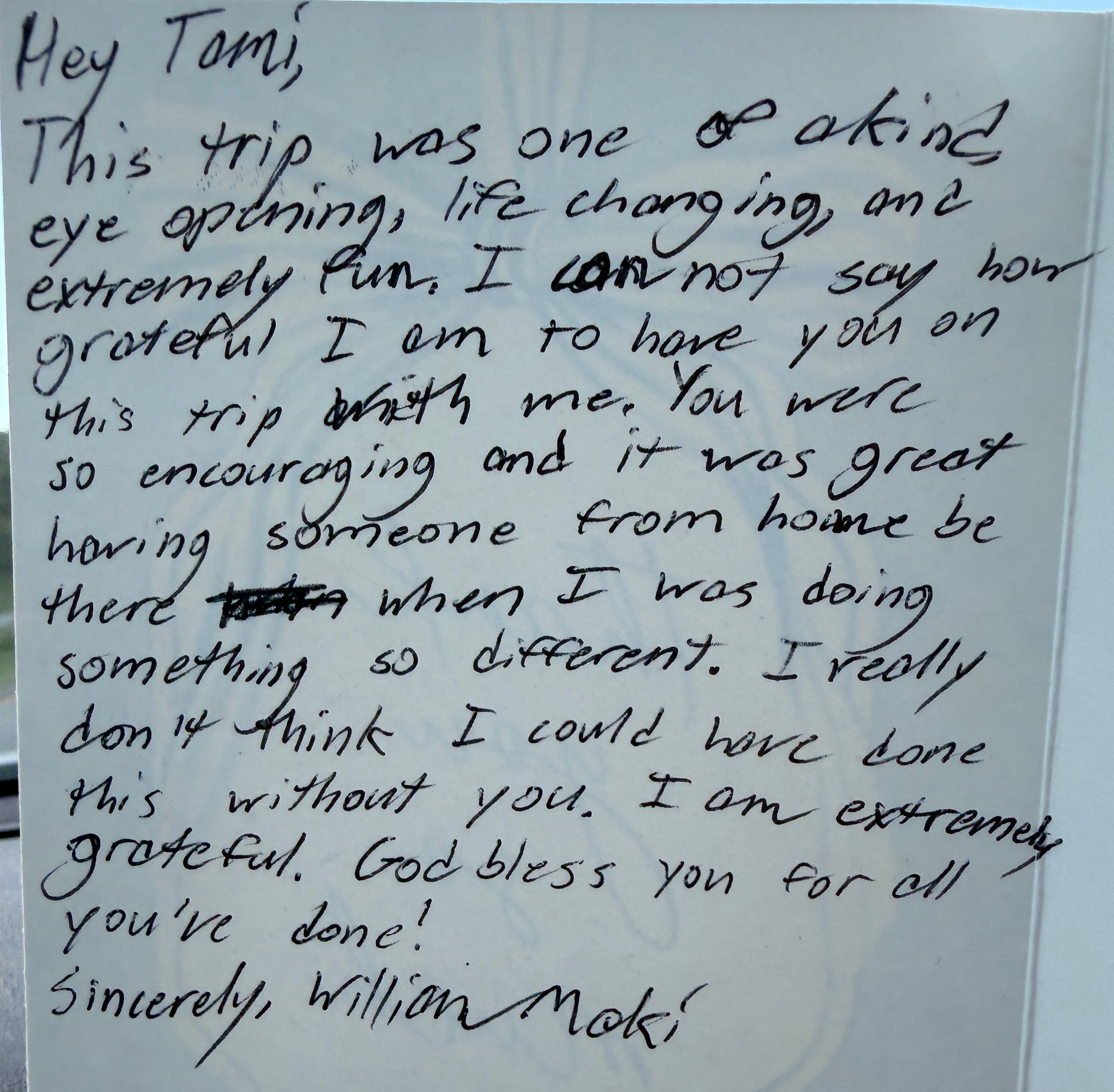 Note handwritten on paper in black ink