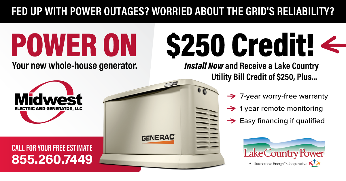 Midwest generator credit ad with generator graphic