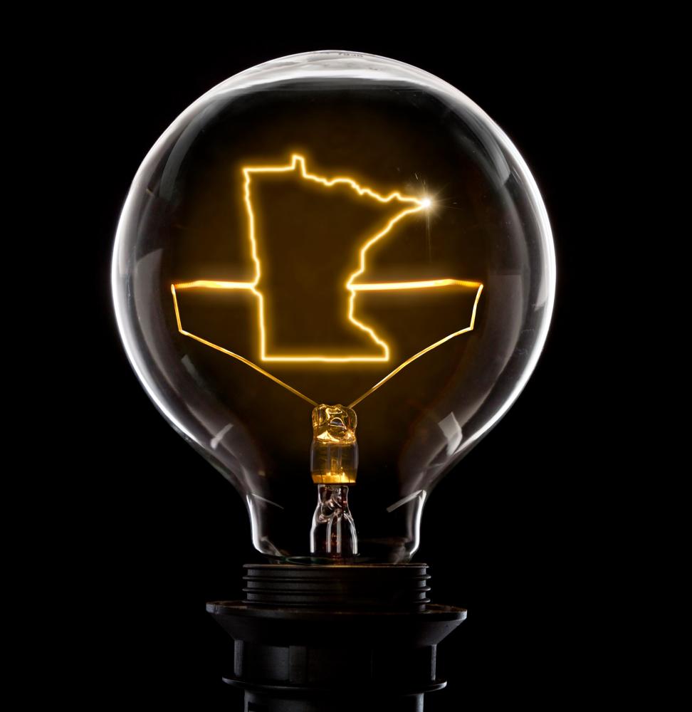 State of Minnesota outlined in a lightbulb
