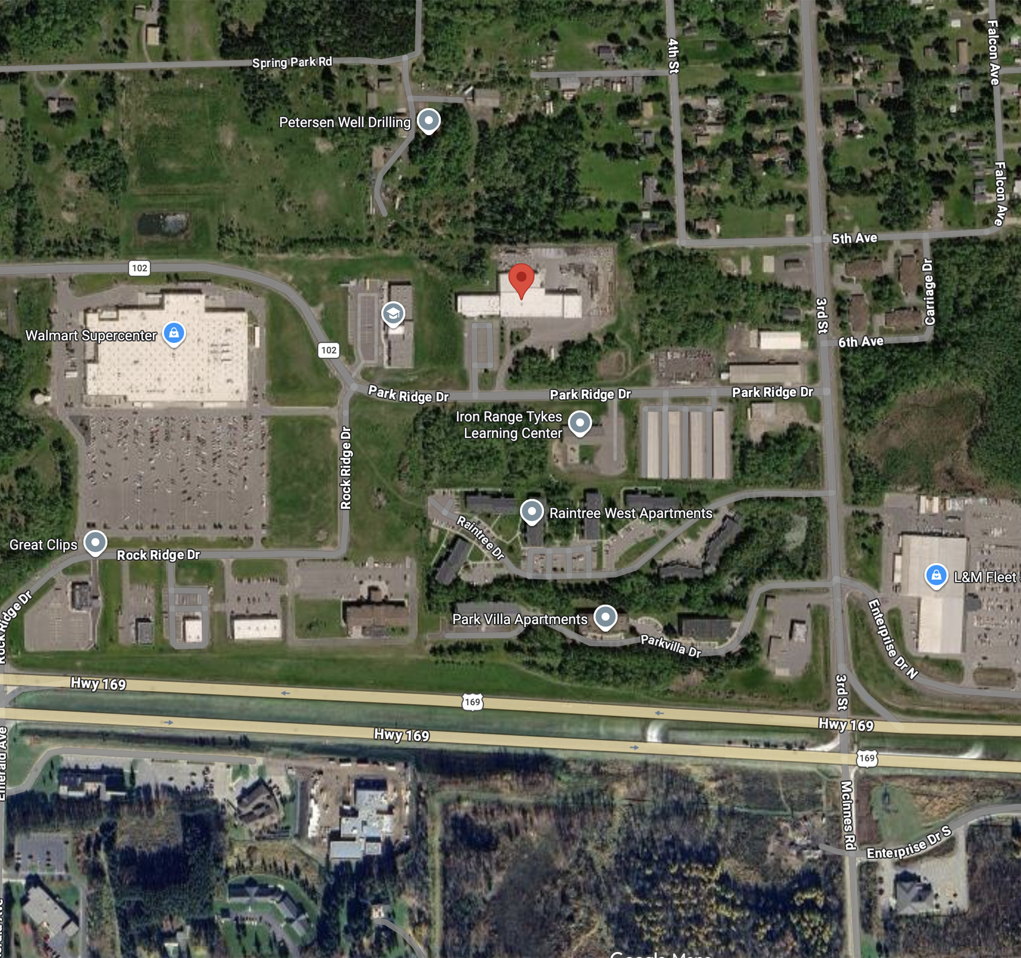 Map showing Lake Country Power Mountain Iron service center location.