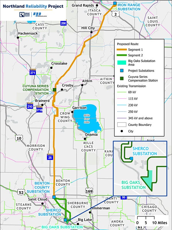 Route map of Northland Reliability Project
