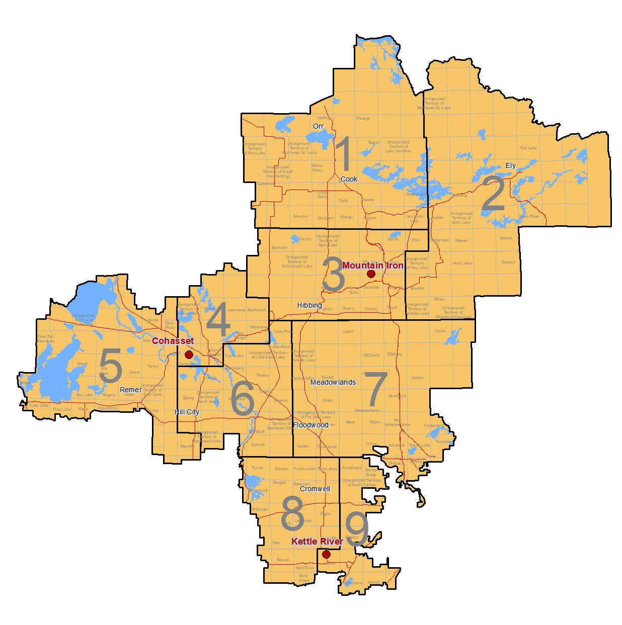Overall map of the Lake Country Power service territory